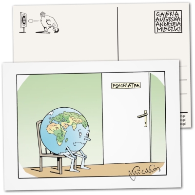 Pocztówka - Ziemia u psychiatry