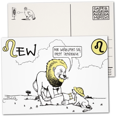 Pocztówka - Znak zodiaku - Lew